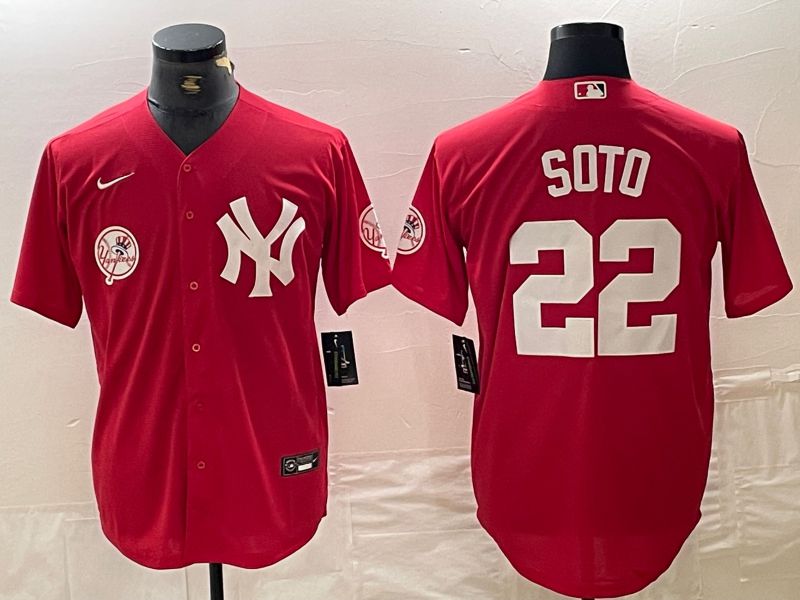 Men New York Yankees #22 Soto Red joint name Nike 2024 MLB Jersey style 3->new york yankees->MLB Jersey